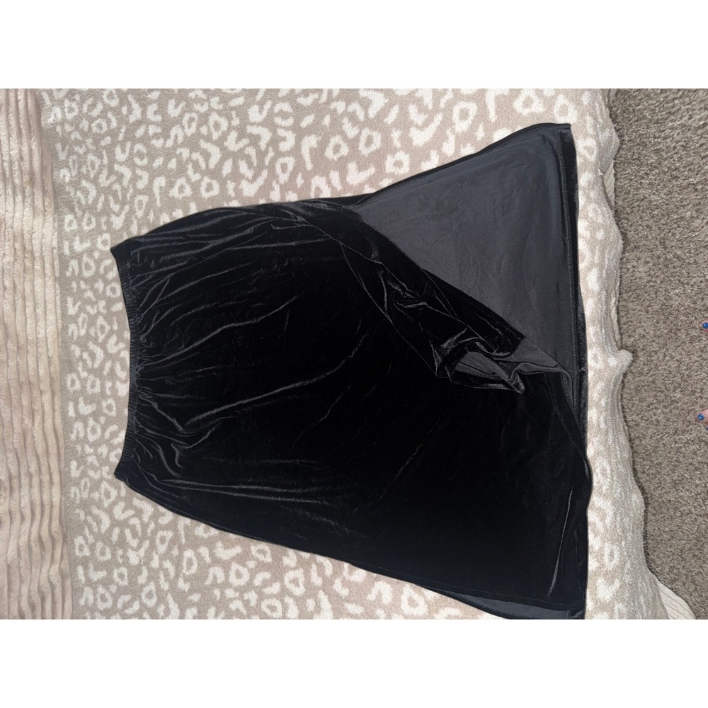 JBS Black Velvet Mini Skirt 2X Y2K Flared Stretch Party Skirt Plus Size